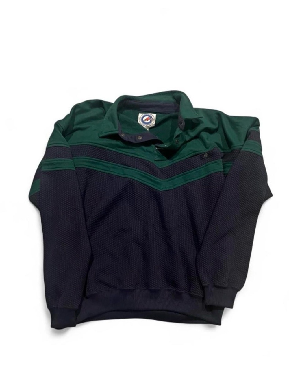 Men's Quarter button up in Forest Green and Navy